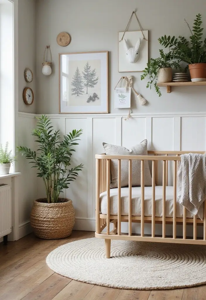 25 Board and Batten Nursery Wall Ideas That Add Texture 10 25 Board and Batten Nursery Wall Ideas That Add Texture - 10. Nature-Inspired Themes