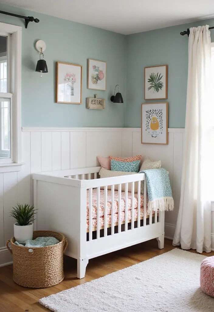 25 Board and Batten Nursery Wall Ideas That Add Texture 11 25 Board and Batten Nursery Wall Ideas That Add Texture - 11. Geometric Patterns