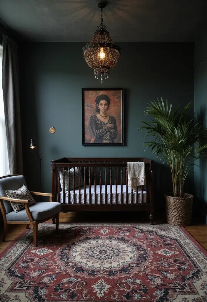 25 Gothic Nursery Inspirations That Look Bold and Unique - 12. Dark Toned Rugs