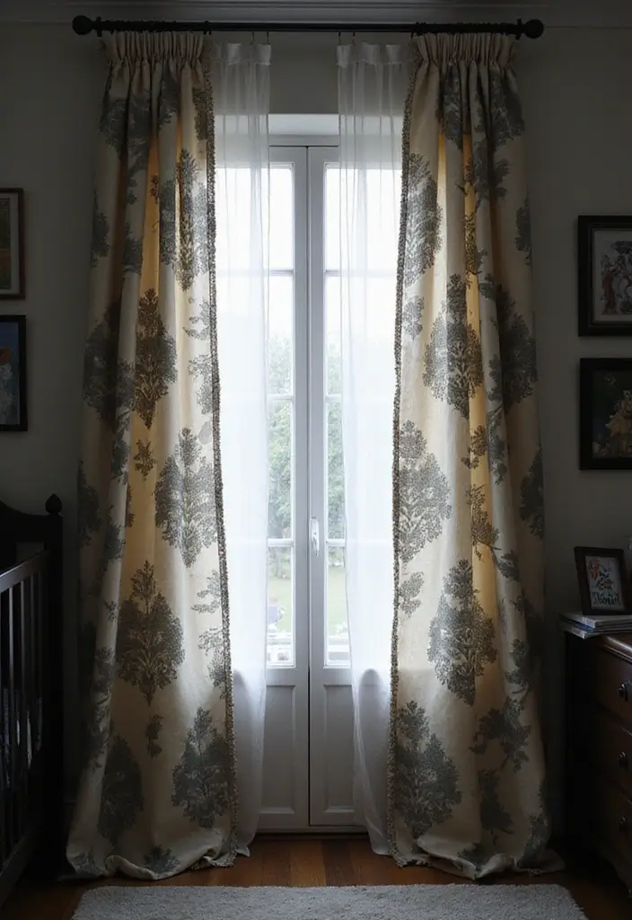 25 Gothic Nursery Inspirations That Look Bold and Unique - 15. Soft Curtains with Dark Prints