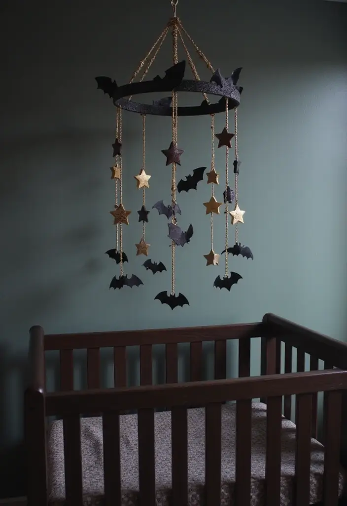 25 Gothic Nursery Inspirations That Look Bold and Unique - 16. Fun and Spooky Mobile