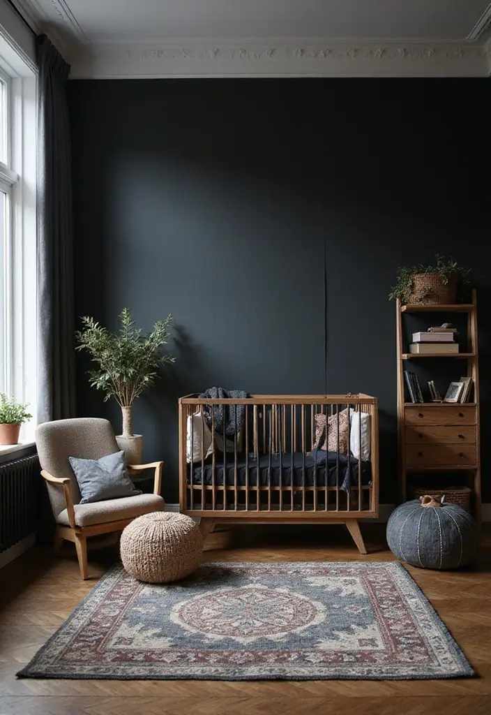 25 Gothic Nursery Inspirations That Look Bold and Unique - 17. Dark Accent Walls