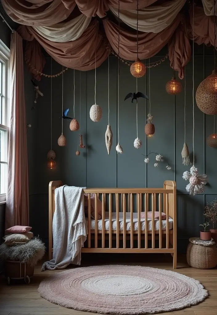 25 Gothic Nursery Inspirations That Look Bold and Unique - 18. Mesmerizing Gothic Ceiling Decor