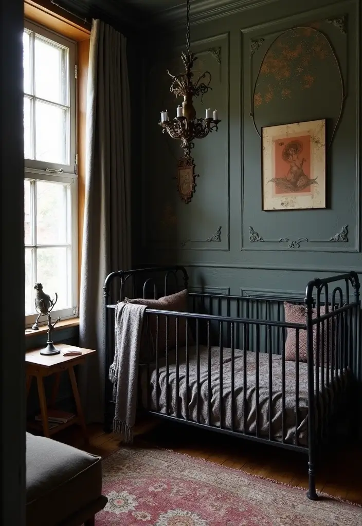 25 Gothic Nursery Inspirations That Look Bold and Unique - 20. Wrought Iron Accessories