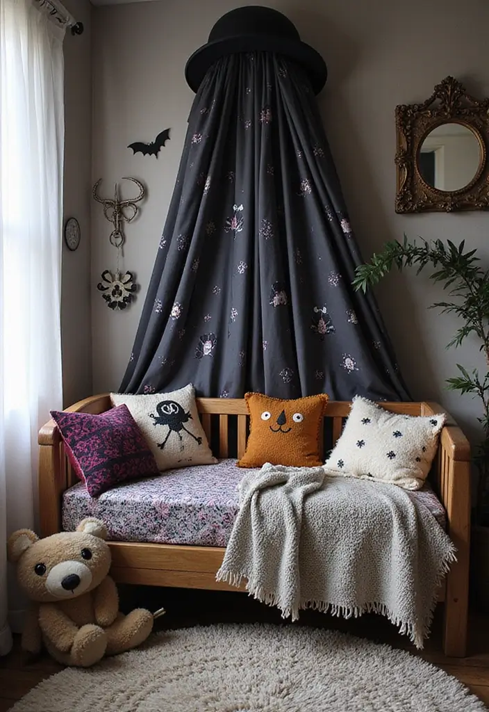 25 Gothic Nursery Inspirations That Look Bold and Unique - 24. Playful Textiles