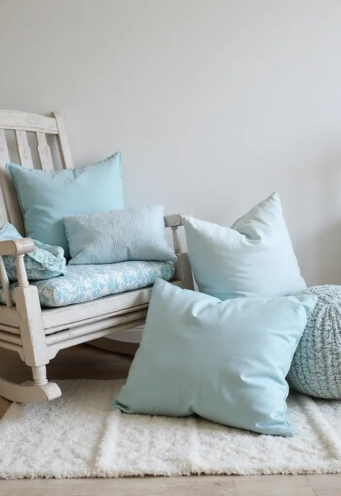 25 Light Blue Nursery Ideas That Create a Soothing Space 13 25 Light Blue Nursery Ideas That Create a Soothing Space - 13. Light Blue Throw Pillows