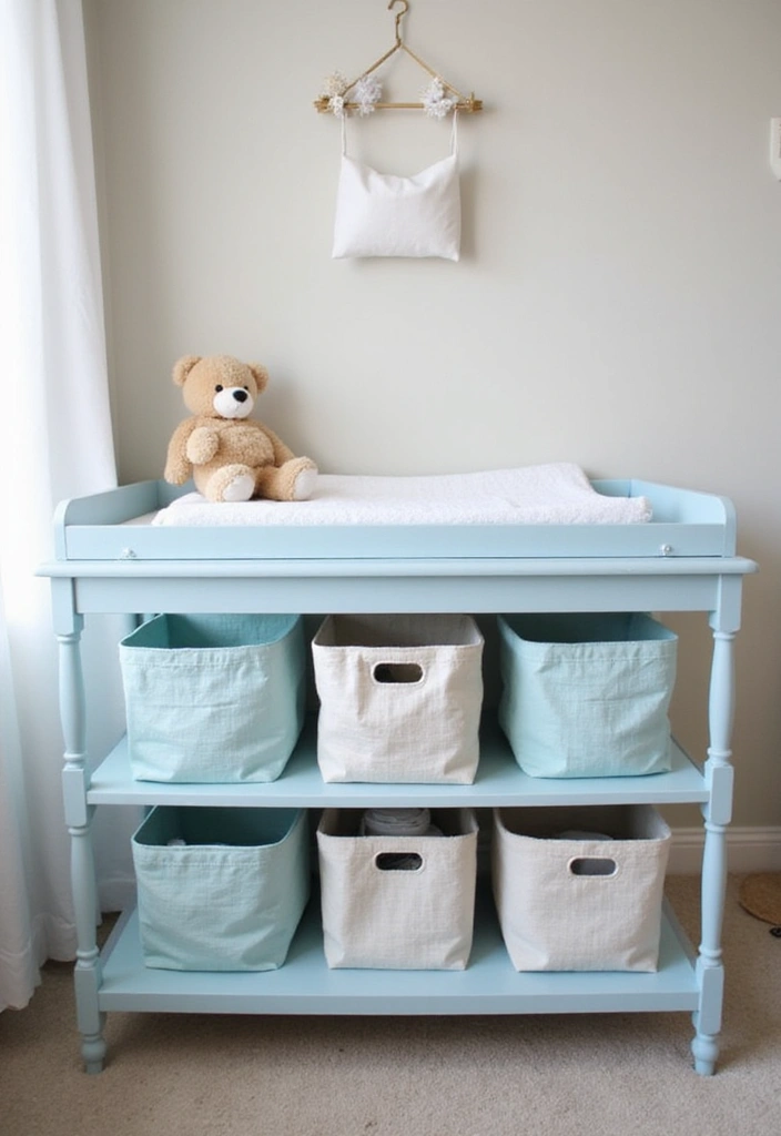 25 Light Blue Nursery Ideas That Create a Soothing Space 7 25 Light Blue Nursery Ideas That Create a Soothing Space - 7. Light Blue Changing Table