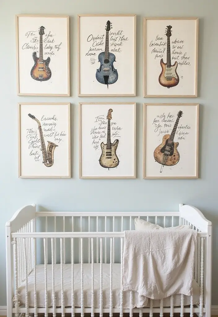 25 Nursery Picture Ideas That Add Personality to the Walls 24 25 Nursery Picture Ideas That Add Personality to the Walls - 24. Music-Inspired Art
