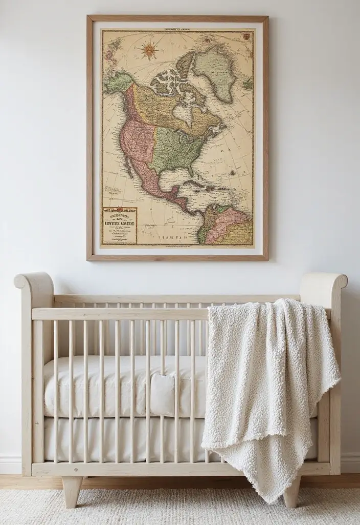 25 Nursery Picture Ideas That Add Personality to the Walls 5 25 Nursery Picture Ideas That Add Personality to the Walls - 5. Vintage Map Prints
