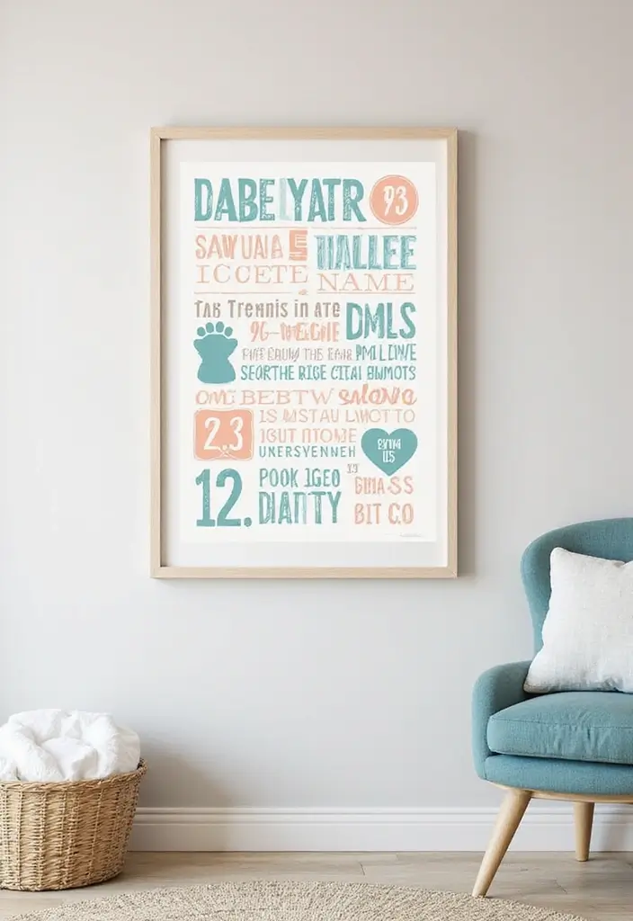 25 Nursery Picture Ideas That Add Personality to the Walls 8 25 Nursery Picture Ideas That Add Personality to the Walls - 8. Birth Stats Art