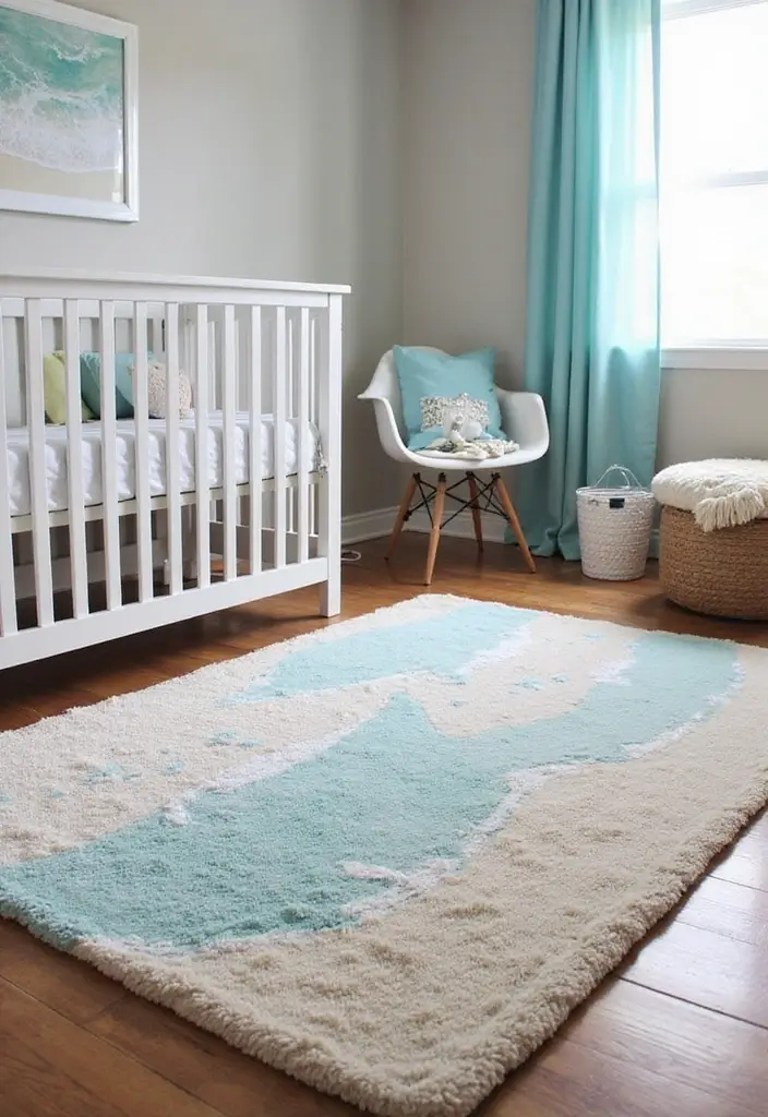 25 Ocean Nursery Ideas That Bring Coastal Calm Inside 10 25 Ocean Nursery Ideas That Bring Coastal Calm Inside - 10. Beach-Themed Rugs