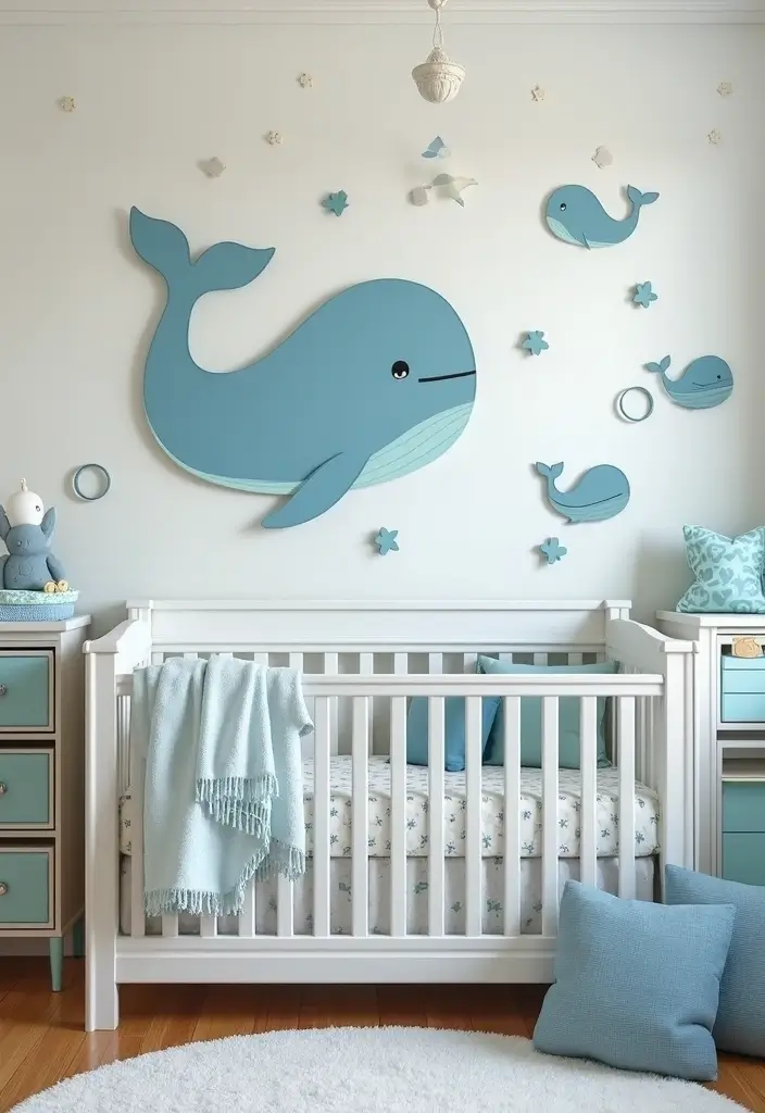25 Ocean Nursery Ideas That Bring Coastal Calm Inside 16 25 Ocean Nursery Ideas That Bring Coastal Calm Inside - 16. Whale-Themed Accessories