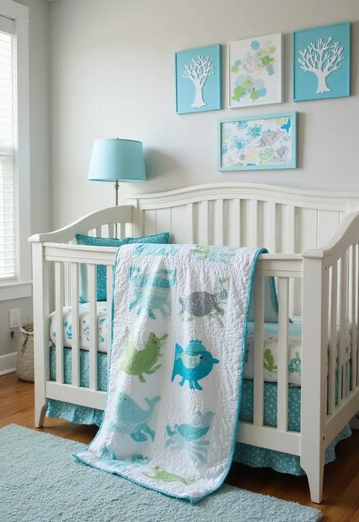 25 Ocean Nursery Ideas That Bring Coastal Calm Inside 2 25 Ocean Nursery Ideas That Bring Coastal Calm Inside - 2. Ocean-Themed Crib Bedding