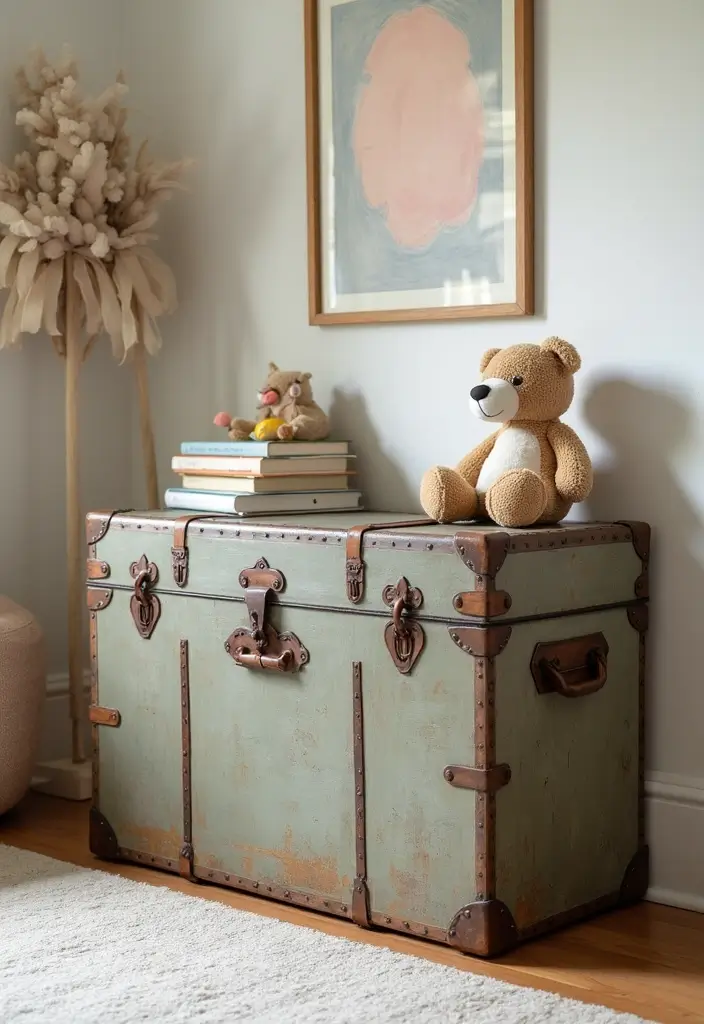 25 Western Nursery Ideas That Look Unique and Cozy 10 25 Western Nursery Ideas That Look Unique and Cozy - 10. Vintage Trunks for Storage