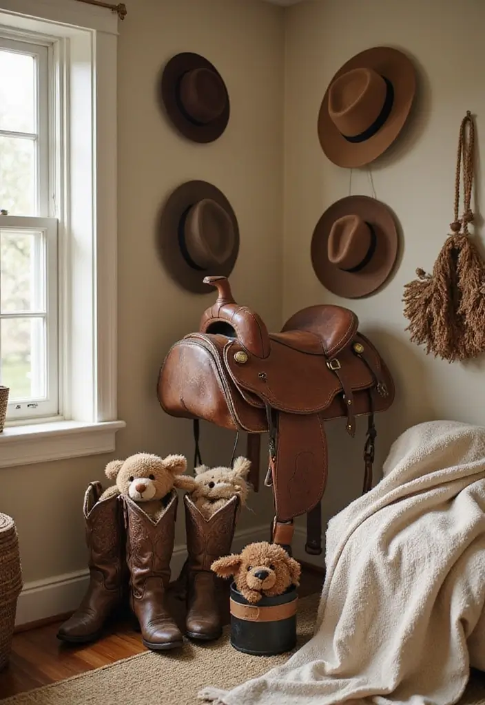 25 Western Nursery Ideas That Look Unique and Cozy 4 25 Western Nursery Ideas That Look Unique and Cozy - 4. Vintage Cowboy Accessories