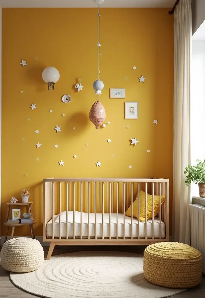 25 Yellow Nursery Designs That Look Cheerful and Bright 22 25 Yellow Nursery Designs That Look Cheerful and Bright - 22. Space Explorer: Yellow for Little Astronauts
