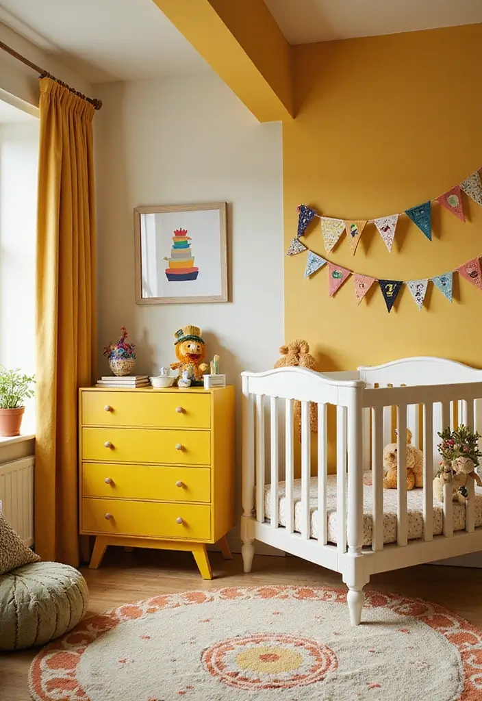 25 Yellow Nursery Designs That Look Cheerful and Bright 23 25 Yellow Nursery Designs That Look Cheerful and Bright - 23. Circus Fun: Yellow for Little Performers