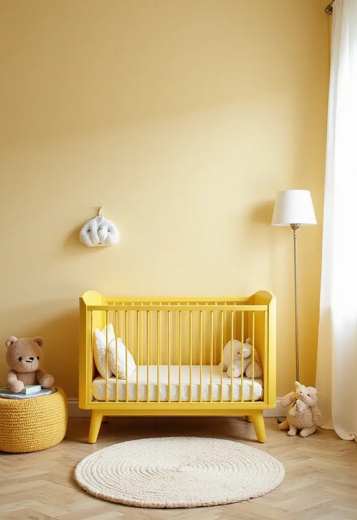25 Yellow Nursery Designs That Look Cheerful and Bright 8 25 Yellow Nursery Designs That Look Cheerful and Bright - 8. Soft and Cozy: Minimalist Yellow Decor
