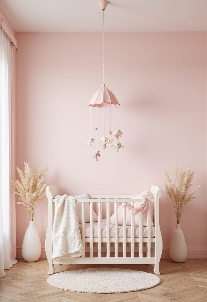27 Blush Pink Nursery Inspirations That Are Sweet and Soft 16 27 Blush Pink Nursery Inspirations That Are Sweet and Soft - 16. Whimsical Mobiles
