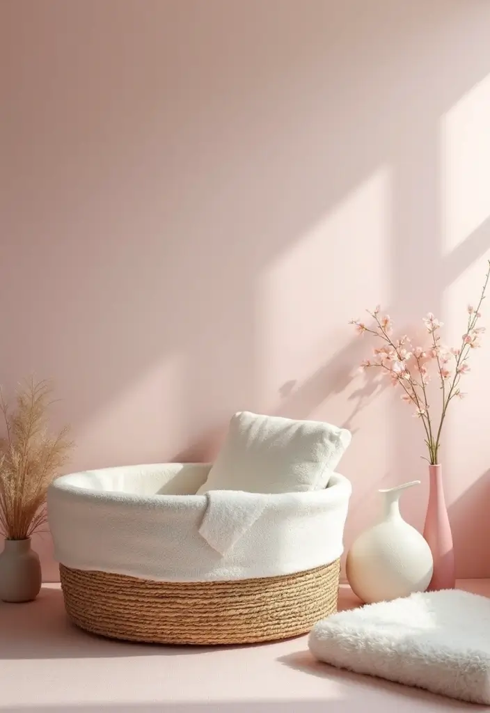 27 Blush Pink Nursery Inspirations That Are Sweet and Soft 18 27 Blush Pink Nursery Inspirations That Are Sweet and Soft - 18. Stylish Changing Basket