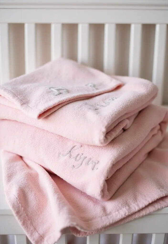 27 Blush Pink Nursery Inspirations That Are Sweet and Soft 19 27 Blush Pink Nursery Inspirations That Are Sweet and Soft - 19. Personalized Blankets