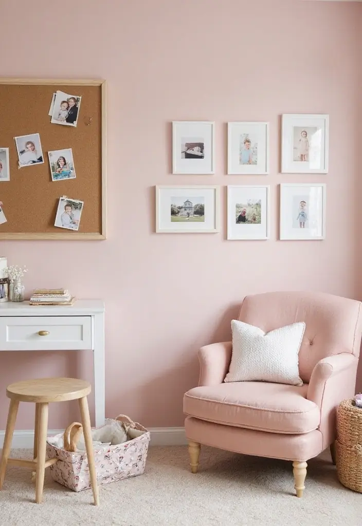 27 Blush Pink Nursery Inspirations That Are Sweet and Soft 27 27 Blush Pink Nursery Inspirations That Are Sweet and Soft - 27. Memory Keeping Corner