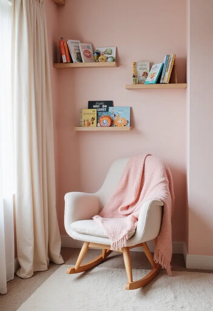 27 Blush Pink Nursery Inspirations That Are Sweet and Soft 5 27 Blush Pink Nursery Inspirations That Are Sweet and Soft - 5. Cozy Reading Nooks
