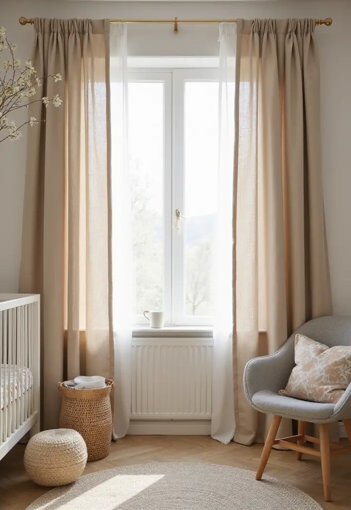 27 Curtains in Nursery Inspirations That Complete the Look - 11. Eco-Friendly Linen Blends