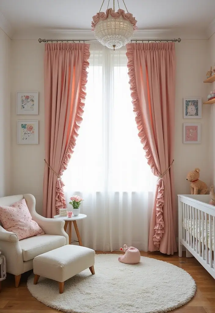 27 Curtains in Nursery Inspirations That Complete the Look - 13. Whimsical Ruffled Curtains