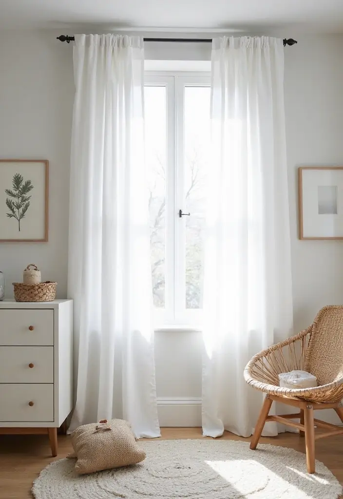 27 Curtains in Nursery Inspirations That Complete the Look - 22. Minimalist White Curtains