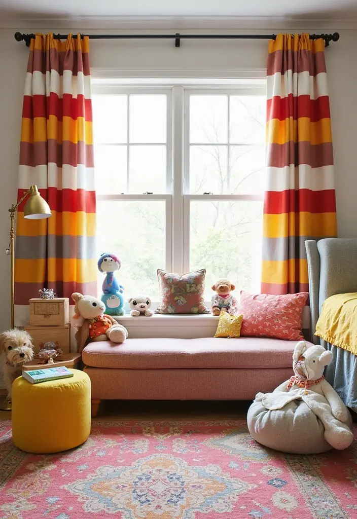 27 Curtains in Nursery Inspirations That Complete the Look - 23. Bold Stripes