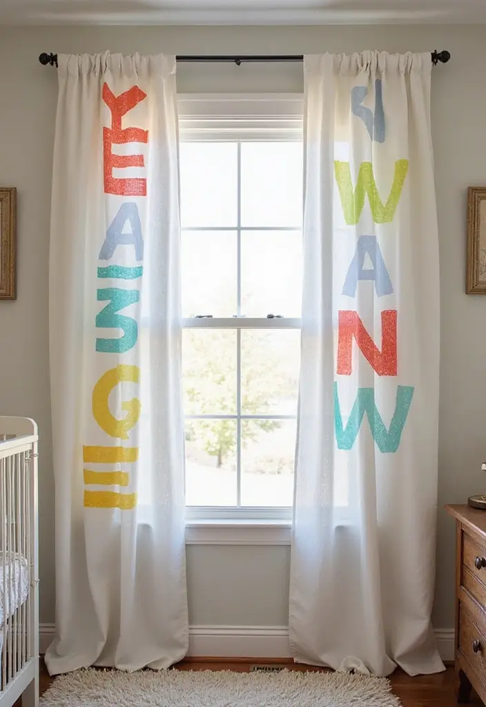 27 Curtains in Nursery Inspirations That Complete the Look - 25. Personalized Name Curtains