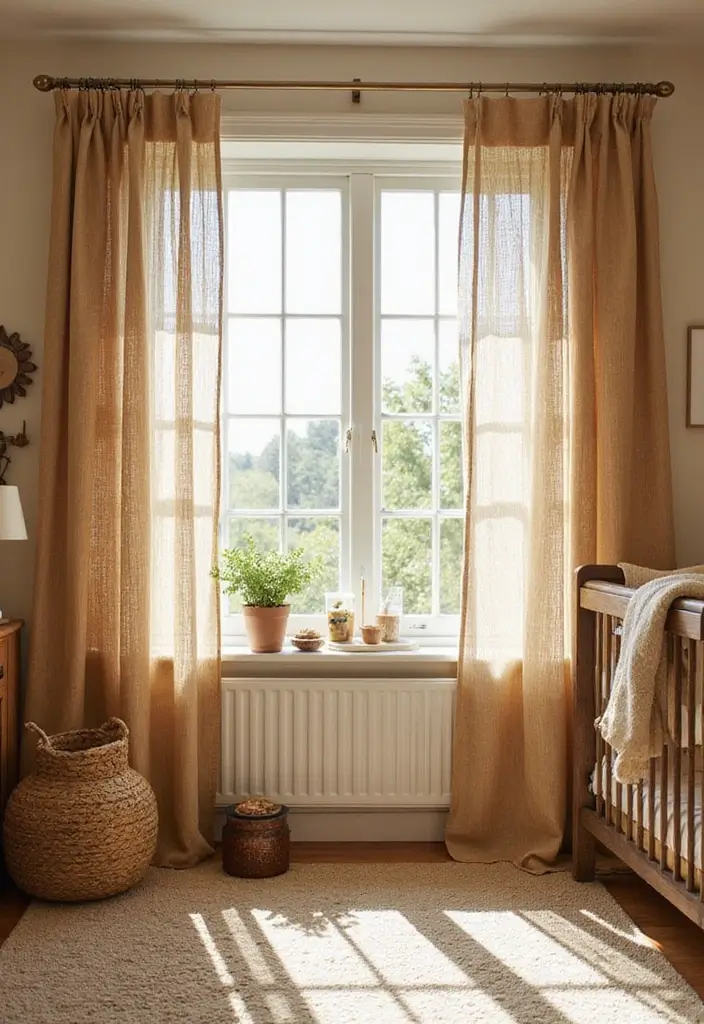27 Curtains in Nursery Inspirations That Complete the Look - 5. Natural Fiber Curtains
