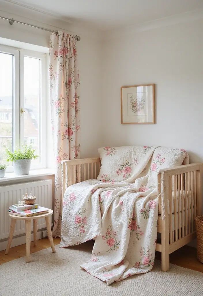 27 Floral Nursery Inspirations That Add Whimsy and Charm 22 27 Floral Nursery Inspirations That Add Whimsy and Charm - 22. Floral Quilts and Throws