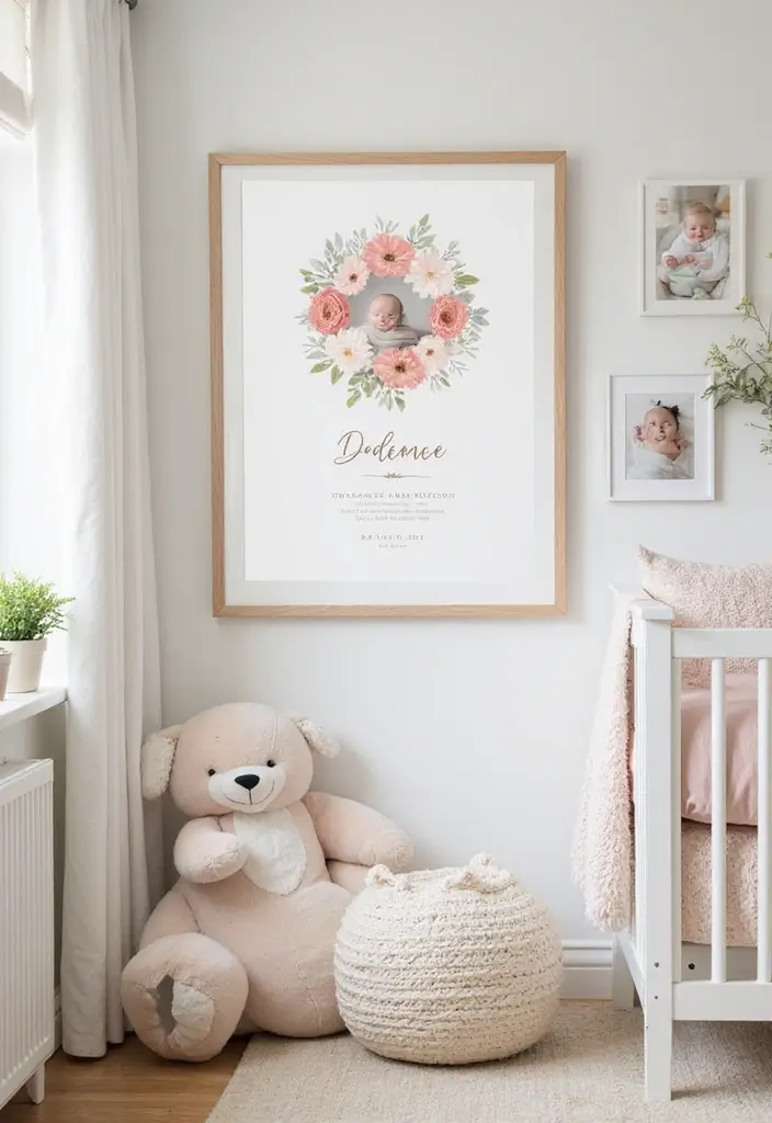 27 Floral Nursery Inspirations That Add Whimsy and Charm 26 27 Floral Nursery Inspirations That Add Whimsy and Charm - 26. Flower-Themed Birth Announcement