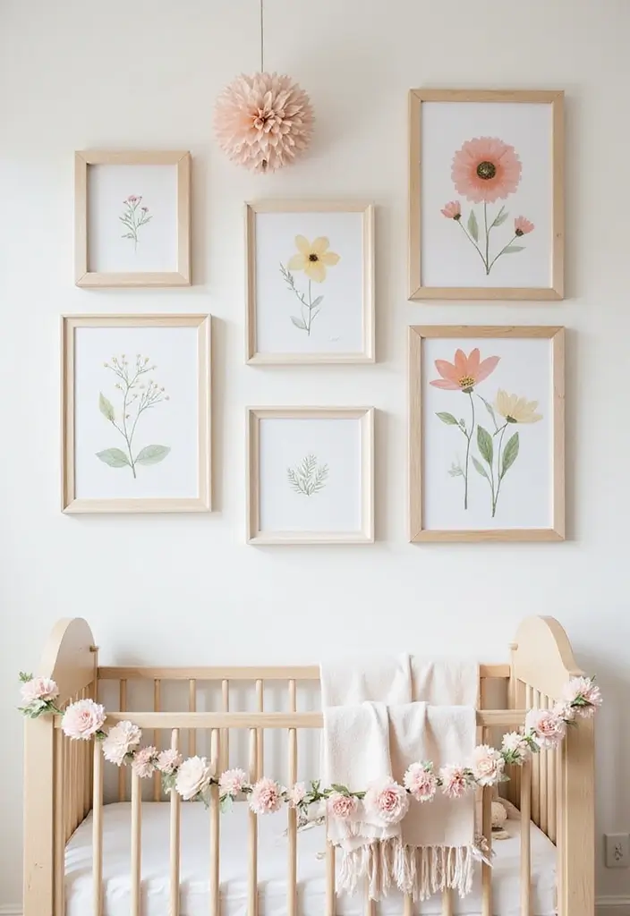 27 Floral Nursery Inspirations That Add Whimsy and Charm 3 27 Floral Nursery Inspirations That Add Whimsy and Charm - 3. Whimsical Flower Wall Art