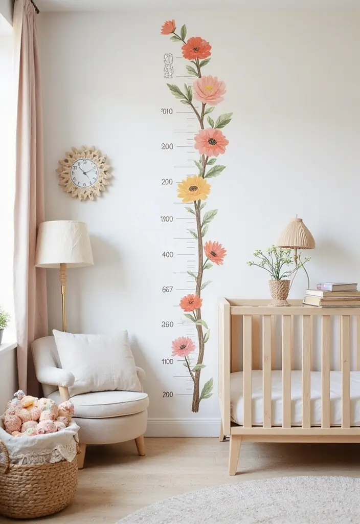 27 Floral Nursery Inspirations That Add Whimsy and Charm 7 27 Floral Nursery Inspirations That Add Whimsy and Charm - 7. Floral Growth Chart