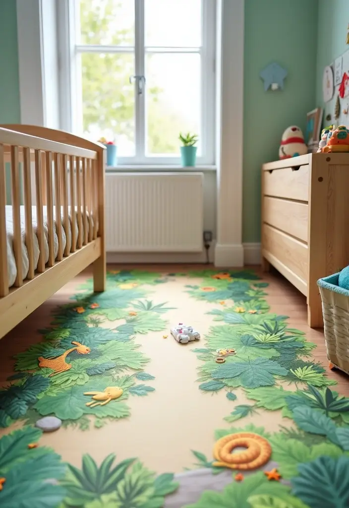 27 Jungle Nursery Inspirations That Kids Will Love Growing Up In 18 27 Jungle Nursery Inspirations That Kids Will Love Growing Up In - 18. Adventure-Themed Floor Decals