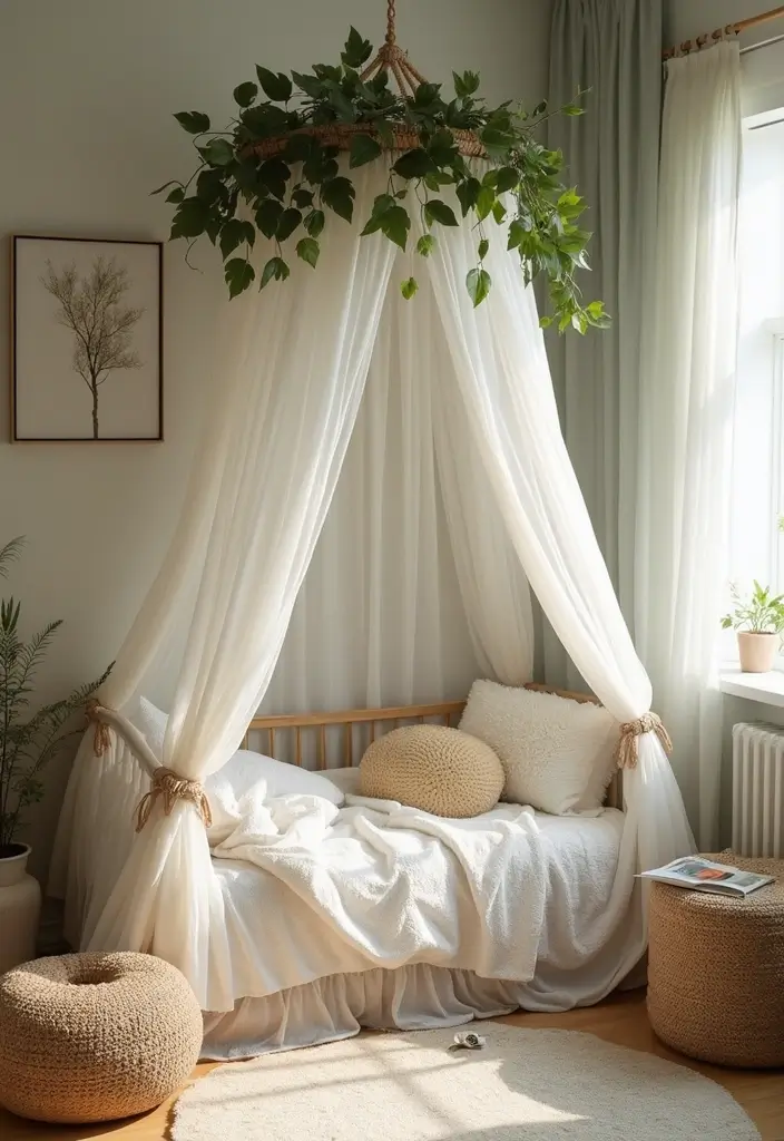27 Jungle Nursery Inspirations That Kids Will Love Growing Up In 5 27 Jungle Nursery Inspirations That Kids Will Love Growing Up In - 5. Leafy Canopy Bed