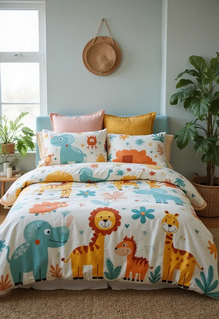 27 Jungle Nursery Inspirations That Kids Will Love Growing Up In 7 27 Jungle Nursery Inspirations That Kids Will Love Growing Up In - 7. Colorful Jungle-Themed Bedding