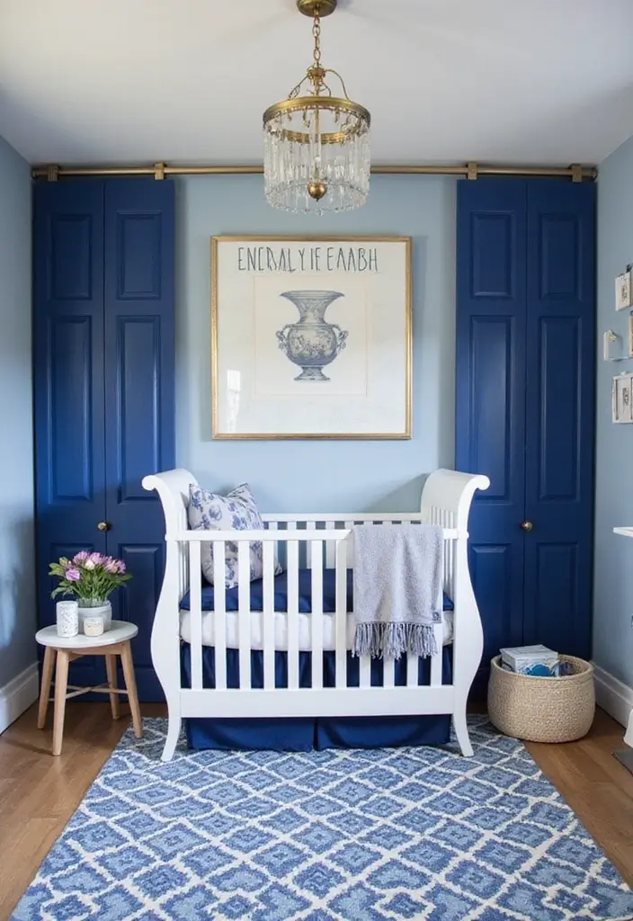 27 Moody Nursery Inspirations That Look Stylish and Calm - 12. Elegant Cobalt Accents