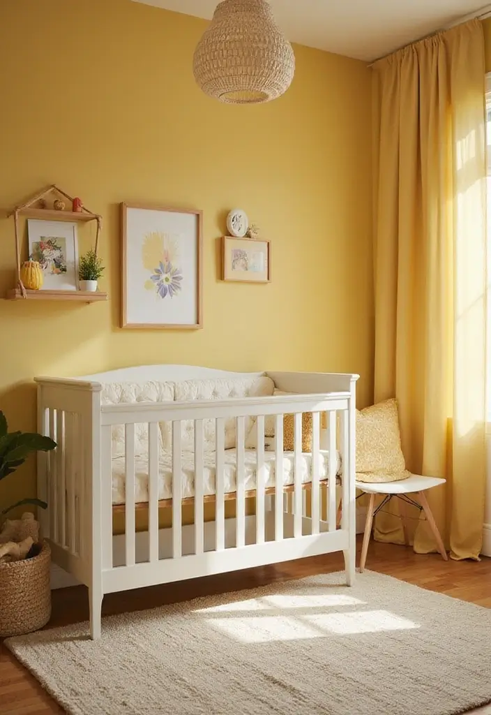 27 Moody Nursery Inspirations That Look Stylish and Calm - 13. Muted Yellow Cheer