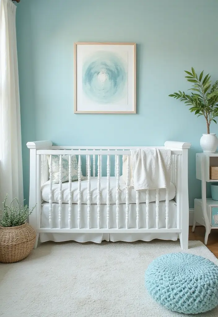 27 Moody Nursery Inspirations That Look Stylish and Calm - 19. Tranquil Aqua Dreams