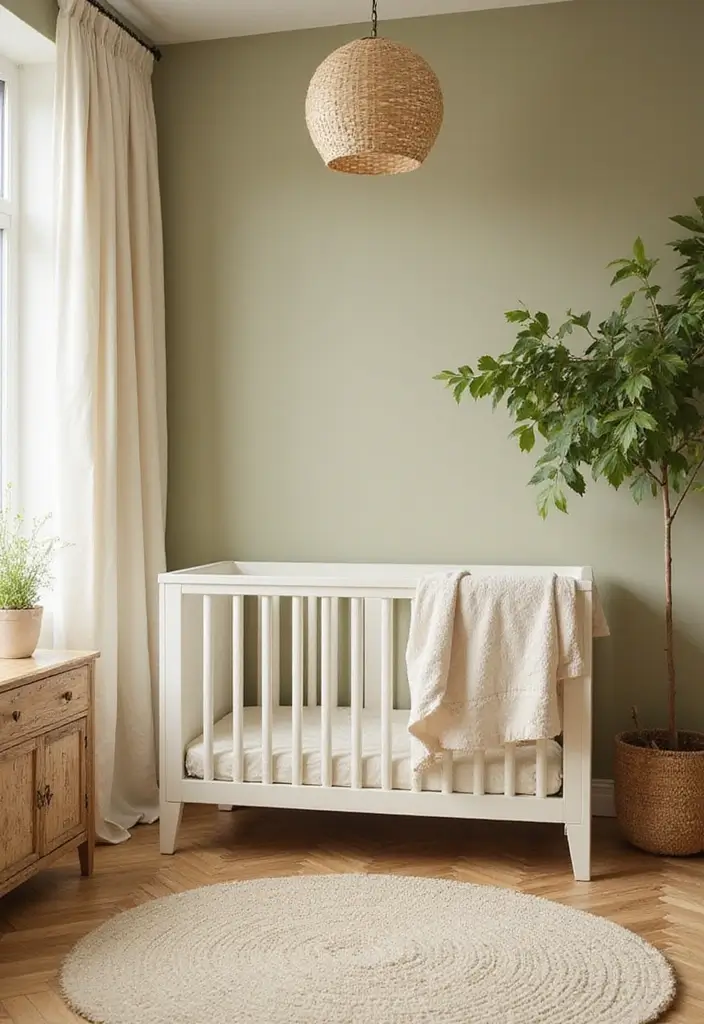 27 Moody Nursery Inspirations That Look Stylish and Calm - 23. Gentle Olive and Cream