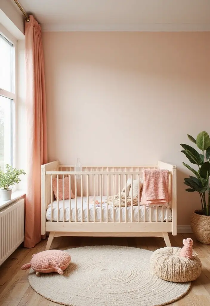 27 Moody Nursery Inspirations That Look Stylish and Calm - 25. Light Sand and Coral