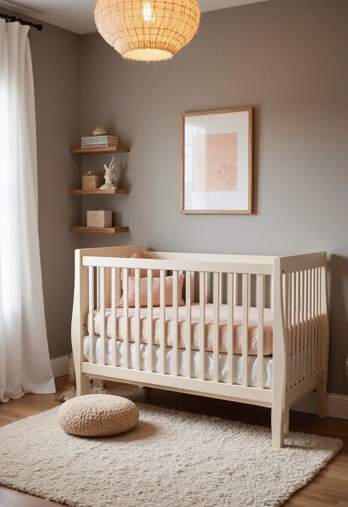 27 Moody Nursery Inspirations That Look Stylish and Calm - 27. Taupe and Soft Peach