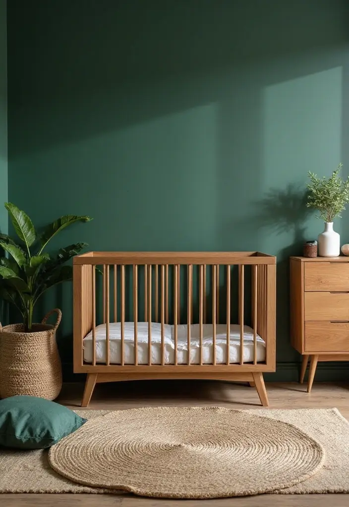 27 Moody Nursery Inspirations That Look Stylish and Calm - 3. Forest Green Serenity