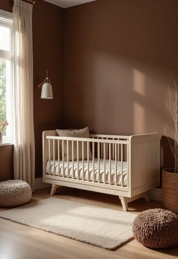 27 Moody Nursery Inspirations That Look Stylish and Calm - 6. Chocolate Brown Comfort