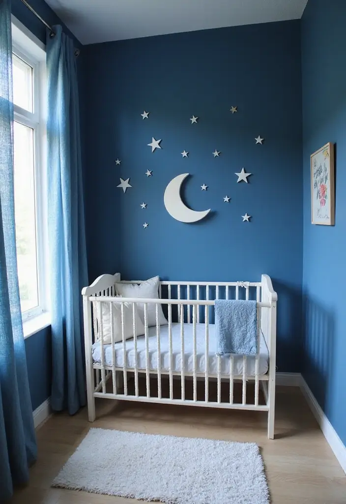 27 Moody Nursery Inspirations That Look Stylish and Calm - 9. Night Sky Blues
