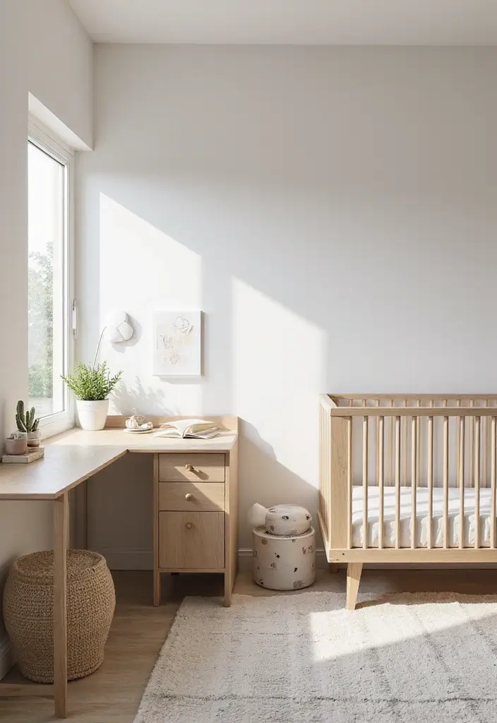 27 Nursery Office Combo Designs That Are Practical and Stylish 3 27 Nursery Office Combo Designs That Are Practical and Stylish 3. Minimalist Workspace
